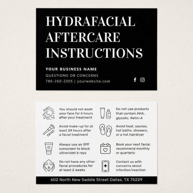 Eventuellt Färg-kort för enkel HydraFace-eftervård Visitkort (Framsida & baksida)