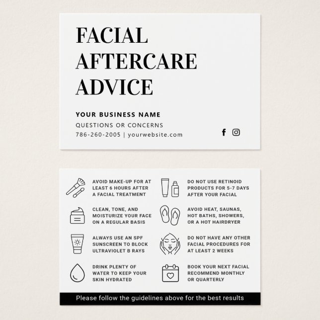 Eventuellt Instruktionskort för anmäld eftervård i Visitkort (Framsida & baksida)