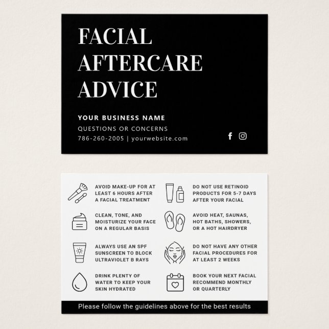 Eventuellt Instruktionskort för anmäld eftervård i Visitkort (Framsida & baksida)