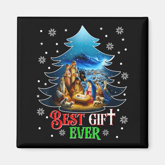 Ever Christmas Jesus Nativity Scene Merry Christma Magnet (Framsidan)