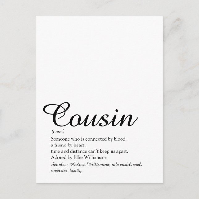 Ever Cousin Definition Elegant Script Vykort (Framsida)