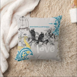 Everafter Bride Teal Gult Grått Peacock Birdcage Kudde<br><div class="desc">Du anpassar den här Gulten och Grått-Vintagen Love Bird Peacock Birdcage Pillow för att säga vad du tycker om eller för att använda de existerande efter kärlek för Briden eller för Valentines day! - Matchning av bröllopsinbjudningar - Du väljer även bakgrund färg - om du vill ändra färg klickar du...</div>