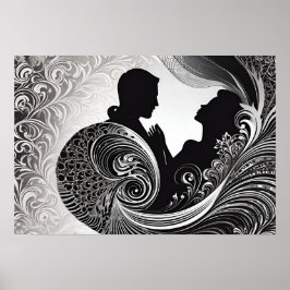 Everbestående Kärlek: Black & White Silhouette Emb Poster