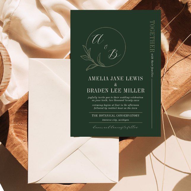 Everbestående Kärlek | Djup Grönt | Bröllopsinbjud Inbjudningar (Skapare uppladdad)