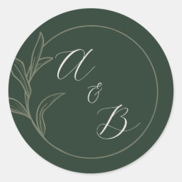 Everbestående Kärlek | Djup Grönt | Bröllopsinbjud Runt Klistermärke