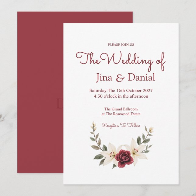 Everbestående Kärlek Inbjudningar (Fram/baksida)