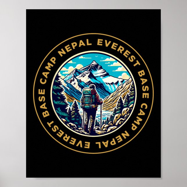 Everest Base Camp Nepal Mountain Everest View Hiki Poster (Framsidan)