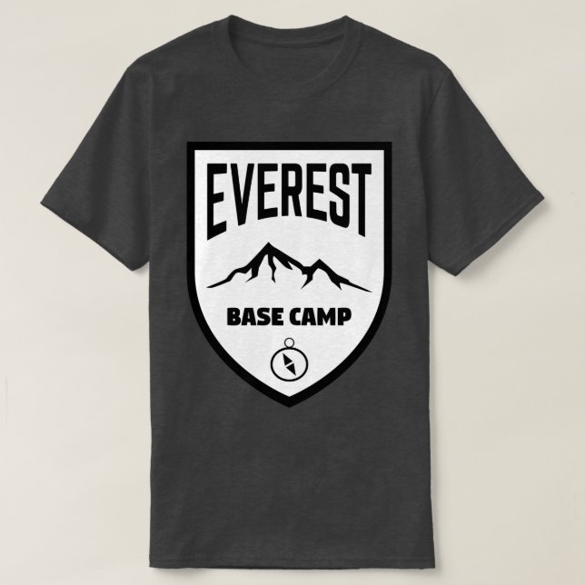 Everest Base Camp Shield Black and White T Shirt (Design framsida)