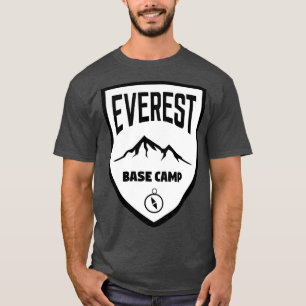 Everest Base Camp Shield Black and White T Shirt