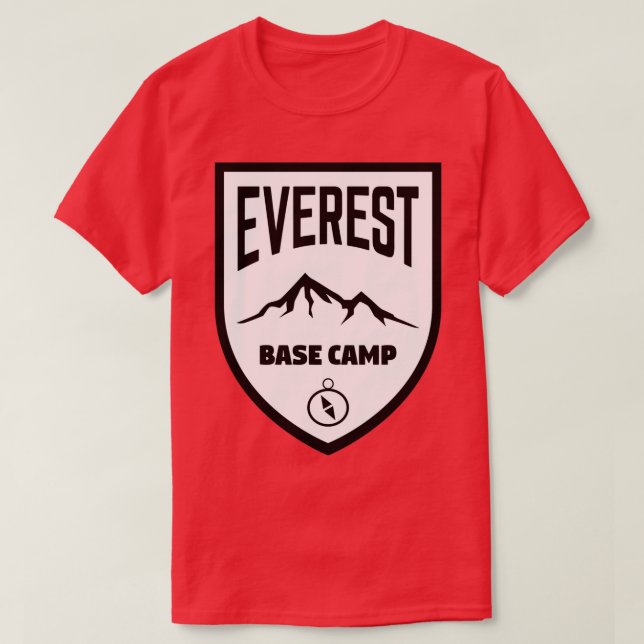 Everest Base Camp Shield Black and White T Shirt (Design framsida)