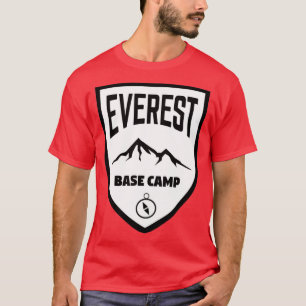 Everest Base Camp Shield Black and White T Shirt