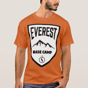 Everest Base Camp Shield Black and White T Shirt