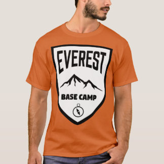 Everest Base Camp Shield Black and White T Shirt