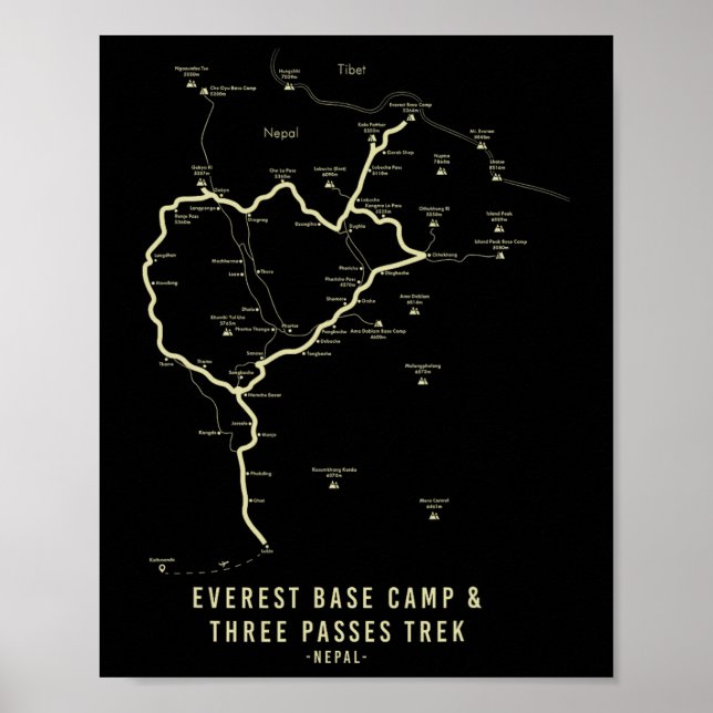 Everest Base Camp Trek Everest vandringskarta  Poster (Framsidan)