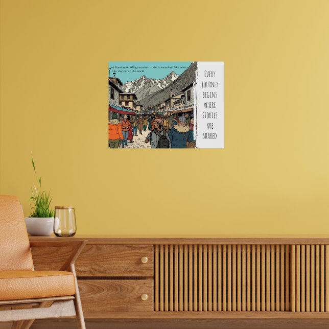 Everest Himalayan Village Market Resa Konst  Poster (Vardagsrum 2)
