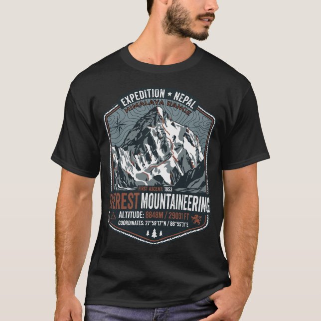 EVEREST NEPAL EXPEDITION BERG DESIGN KOLLA DÅLIGT T SHIRT (Framsida)