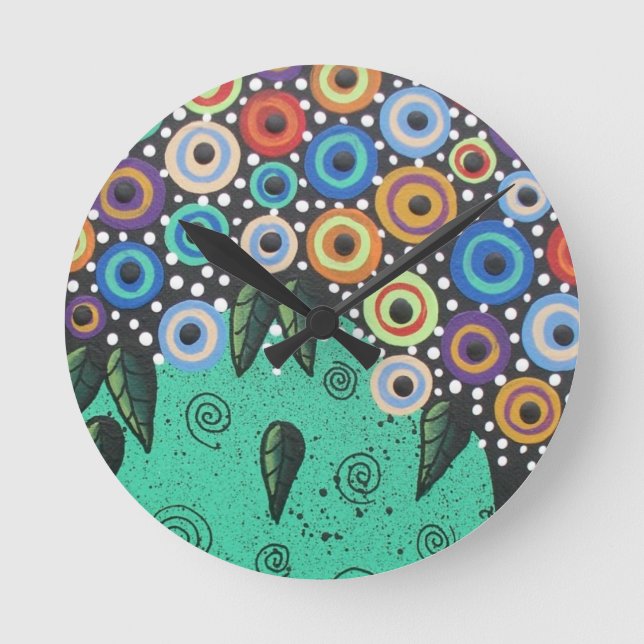 Everett_ Day of the dead, Bird Art, Funny, Cute Rund Klocka (Framsida)