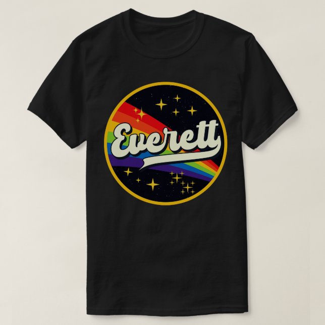 Everett Rainbow in Space Vintage Stil T Shirt (Design framsida)