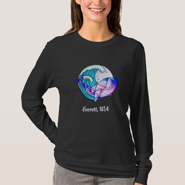 Everett Wa Japanskt färgämne Geometric Orca Killer T Shirt (Framsida)