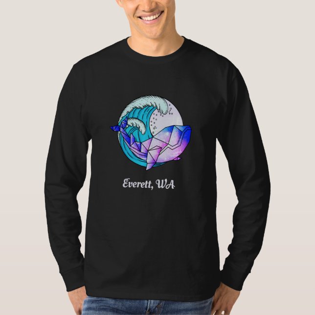 Everett Wa Japanskt färgämne Geometric Orca Killer T Shirt (Framsida)