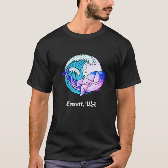 Everett Wa Japanskt färgämne Geometric Orca Killer T Shirt (Framsida)