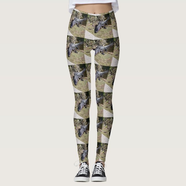 Everglades-alligator i solbelyst mönster leggings (Framsida)