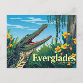 Everglades Alligator Vintage Affischkonst Vykort