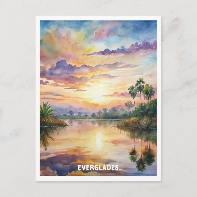 Everglades National Park Watercolor Painting Vykort (Framsida)