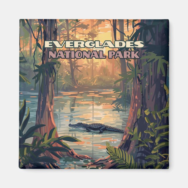 Everglades nationalpark Alligator Swamp Florida Magnet (Framsidan)