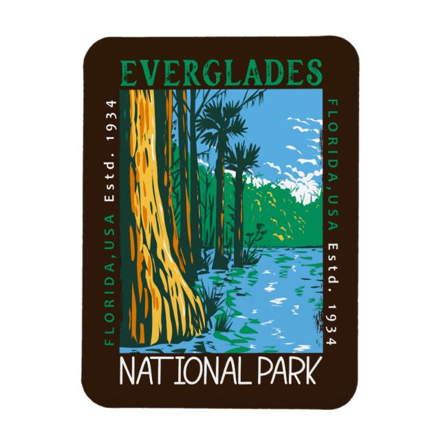 Everglades nationalpark Florida Distress Retro Magnet (Vertikal)