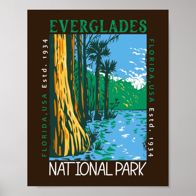Everglades nationalpark Florida Distress Retro Poster (Framsidan)
