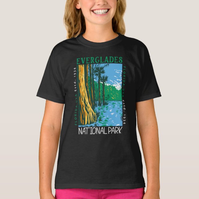 Everglades nationalpark Florida Distress Retro T Shirt (Framsida)