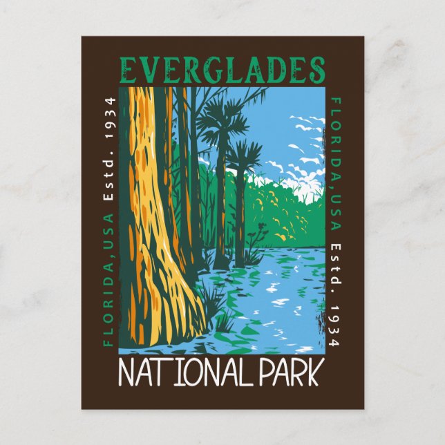 Everglades nationalpark Florida Distress Retro Vykort (Framsida)