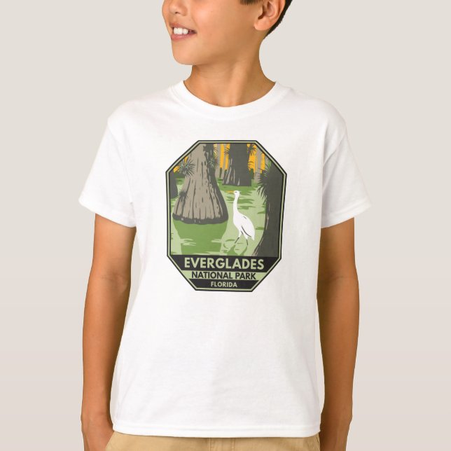Everglades nationalpark Florida Egret Vintage T-S T Shirt (Framsida)
