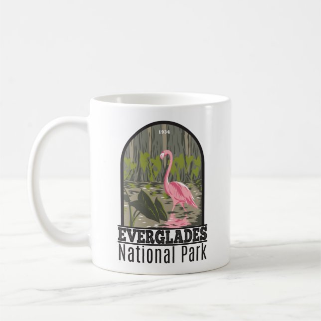 Everglades nationalpark Florida Flamingo Vintage Kaffemugg (Vänster)