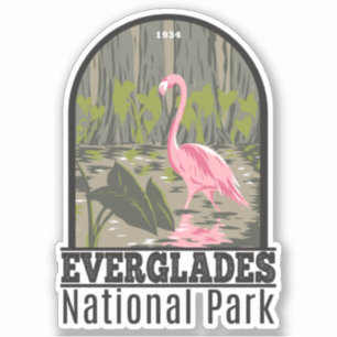 Everglades nationalpark Florida Flamingo Vintage Klistermärken