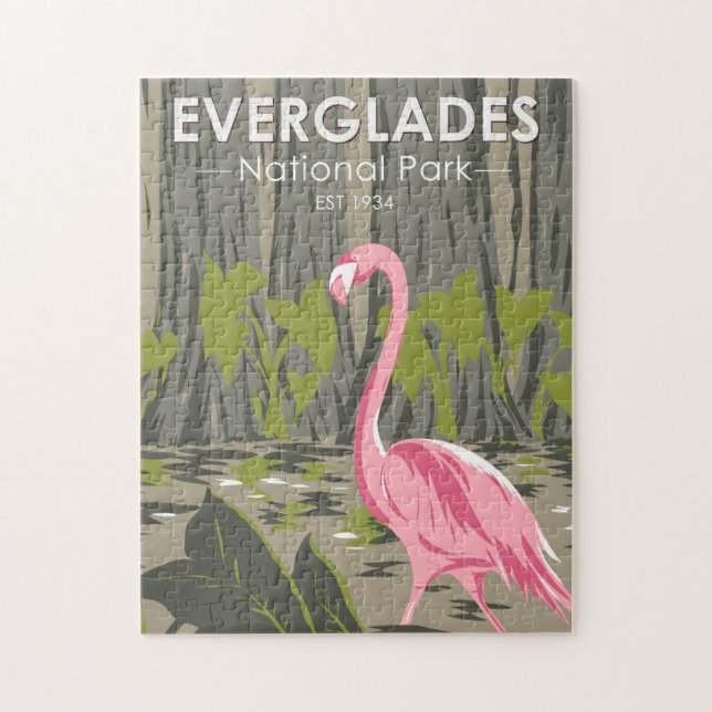  Everglades nationalpark Florida Flamingo Vintage Pussel (Vertikal)