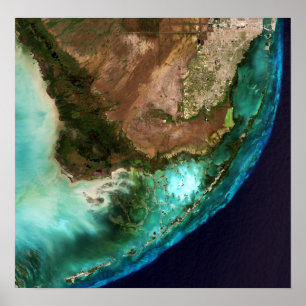 Everglades nationalpark Florida Nycklar Satellite Poster