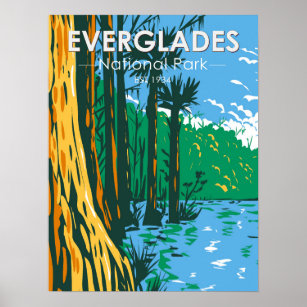 Everglades nationalpark Florida Vintage Poster