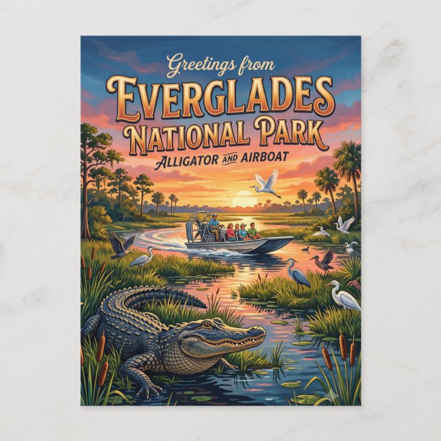 Everglades nationalpark Florida Vykort (Framsida)