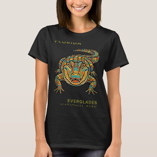 Everglades nationalpark geometrisk alligator t shirt (Framsida)