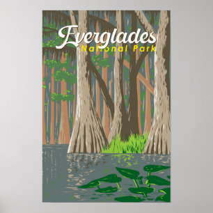 Everglades nationalpark illustration resekonst poster