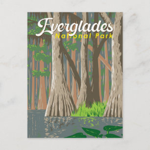 Everglades nationalpark illustration resekonst vykort