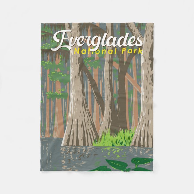 Everglades nationalpark Illustration Travel Art Fleecefilt (Framsidan)