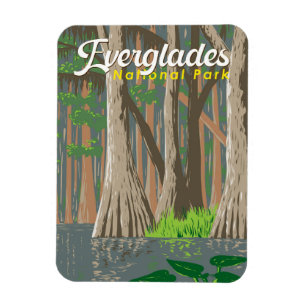 Everglades nationalpark Illustration Travel Art Magnet