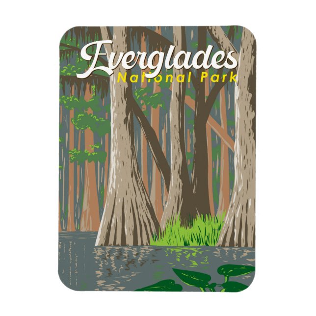 Everglades nationalpark Illustration Travel Art Magnet (Vertikal)