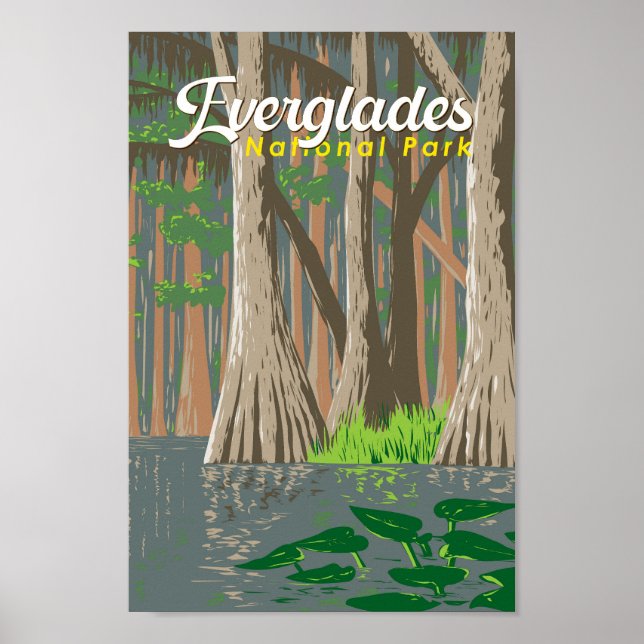 Everglades nationalpark Illustration Travel Art Poster (Framsidan)