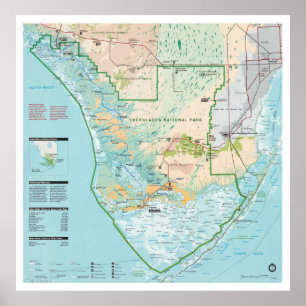Everglades nationalpark Karta (1996) Southern FL Poster