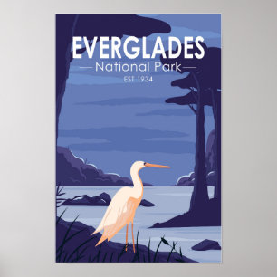 Everglades Nationalpark Natt Hägring Vintage Poster