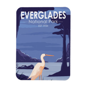 Everglades nationalpark Night Egret Vintage Magnet